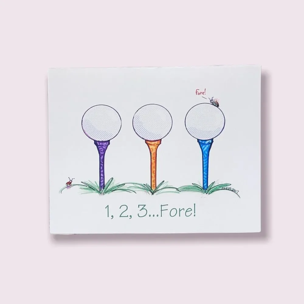 SET(4) of Lula Bell Designs-Golf Collection Note Cards including Birthday Card